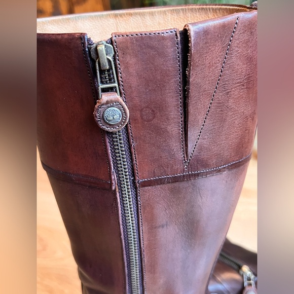 Timberland - Heeled Dark Brown Leather Boots Mid-Calf Height - Size 8 - Picture 11 of 16